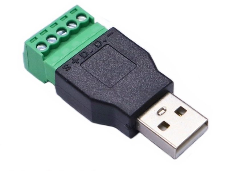 USB A公/5P綠色端子(免焊插頭)