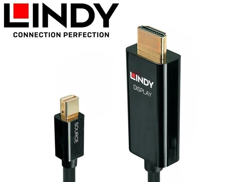LINDY林帝 主動式MINI DISPLAYPORT TO HDMI 2.0 轉接線1M