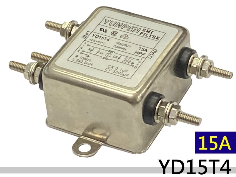 YD-15T4  單π 15A 電源濾波器