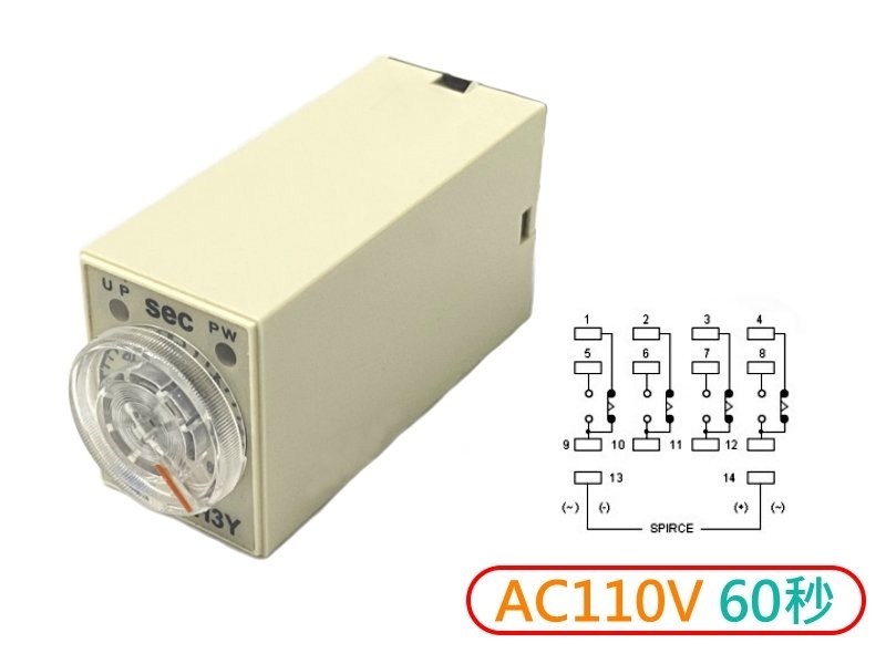 AC110V 0~60秒 通電限時繼電器