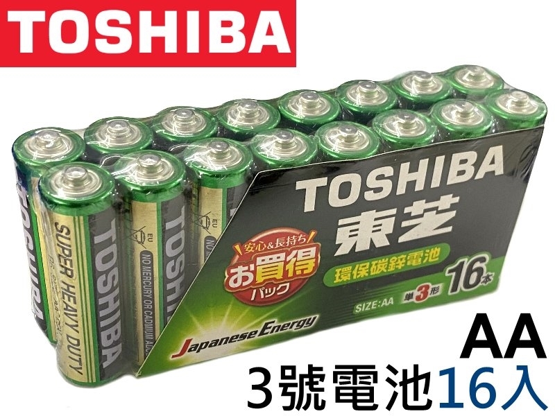 [16只裝] TOSHIBA 東芝環保碳鋅電池3號