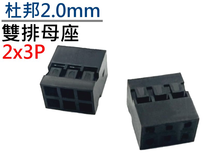 [10只裝] 杜邦2.0mm 2x3P雙排母座